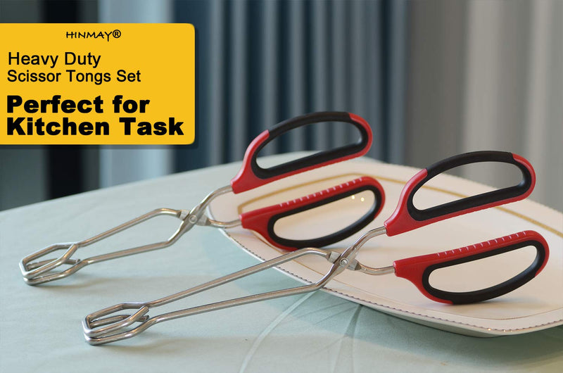 HINMAY Stainless Steel Scissor Tongs 10-Inch and 12-Inch Set, Set of 2 10-Inch + 12-Inch - BeesActive Australia