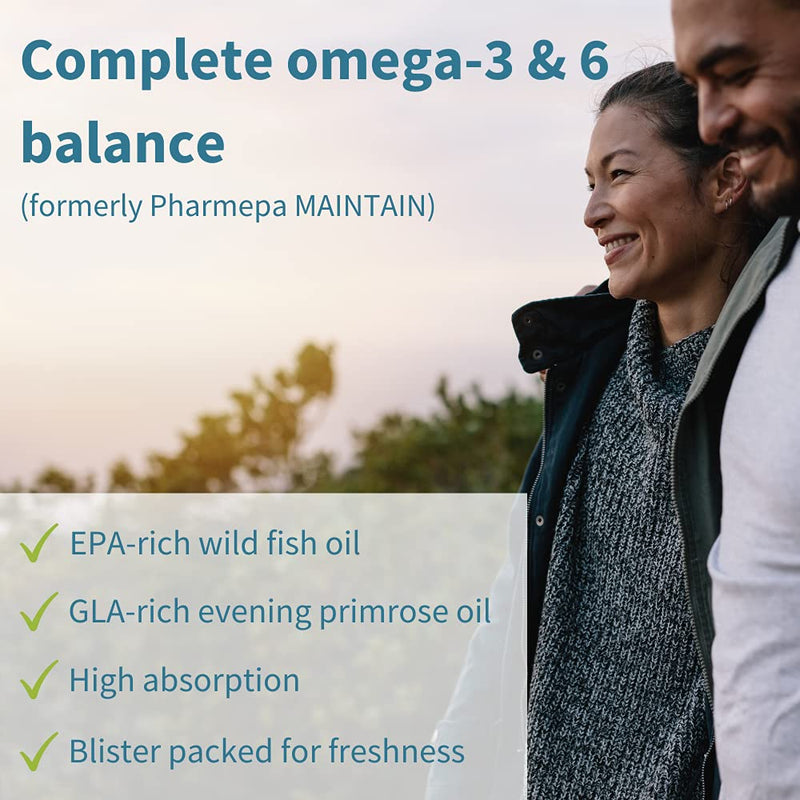Pharmepa Complete (Formerly Maintain) Omega-3 1000mg EPA & DHA Wild Fish Oil, Omega-6 GLA Evening Primrose Oil, Fast-Acting rTG Form, 60 Capsules - BeesActive Australia