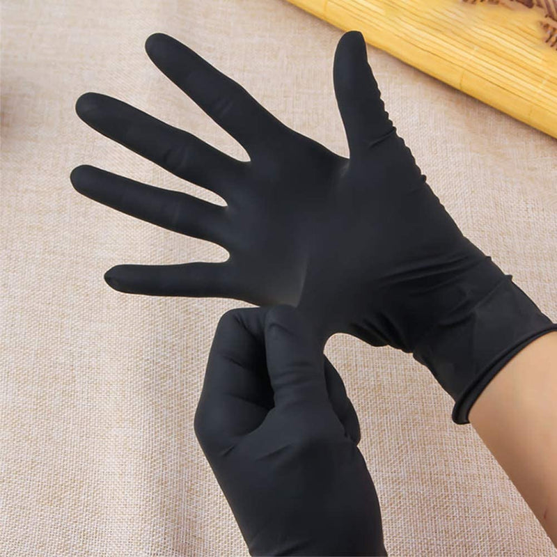 Hair Dye Gloves, Black Reusable Rubber Gloves, Professional Hair Coloring Accessories for Hair Salon Hair Dyeing (1 Pair, Large, Black) - BeesActive Australia