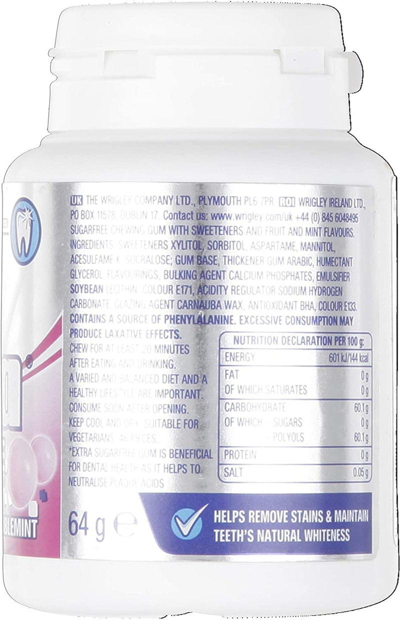 Wrigley's Extra White Bubblemint Sugarfree Chewing Gum, Bubblemint Flavour, Bright Smile, With Xylitol, Helps with Oral Hygiene for Healthy Teeth & Gums, 6 x 46 Packs 46 Count (Pack of 6) - BeesActive Australia