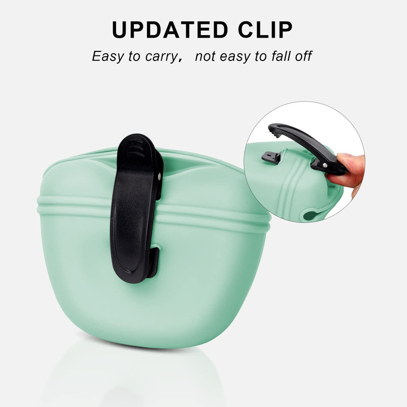 Left&Right Dog Clicker Training Kit,Silicone Dog Training Treat Pouch and Dog Clickers,Dog Treat Bag with Clicker Training for Dogs,Pet Treat Bag with Convenient Magnetic Buckle Closing and Waist Clip Egg Green - BeesActive Australia