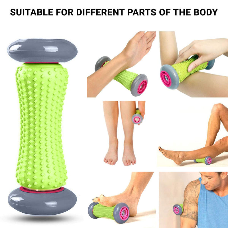 ROMIX Foot Massage Roller, Deep Tissue Trigger Point Muscle Roller Stick to Relieve Pain and Stress Plantar Fasciitis Recovery Therapy Tool Foot Massager for Tight Muscles, Feet, Hands, Arms, Legs Lime - BeesActive Australia