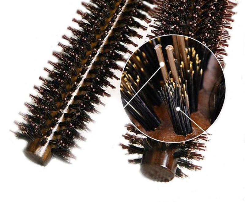 Boar Bristle Hairbrush Vista Round Hair Brush Wooden Handle Anti Static Hairbrush for Hair Styling, Drying, Curling - BeesActive Australia