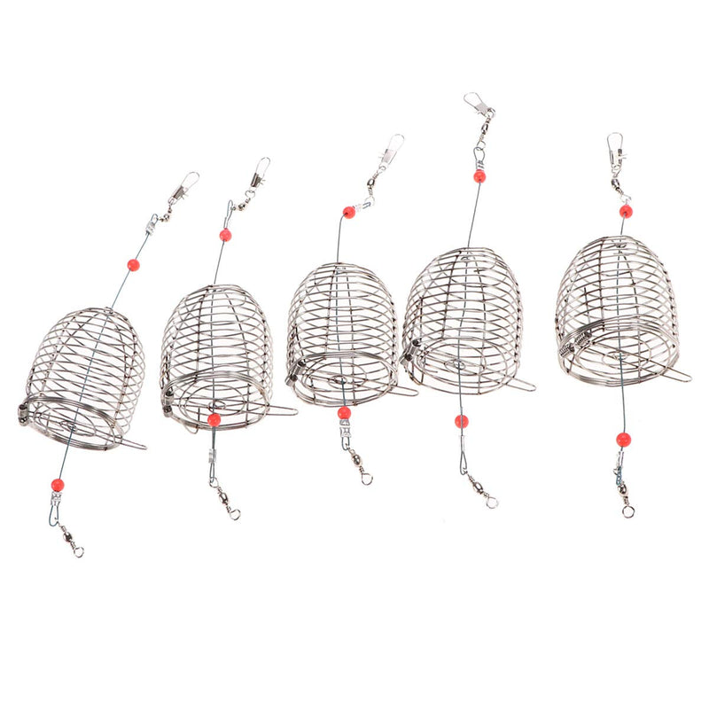 LIOOBO Stainless Steel Fishing Bait Cage Lure Cage Bait Fishing Trap Basket Feeder Holder Fishing Tackle - Size L Pack of 5 - BeesActive Australia