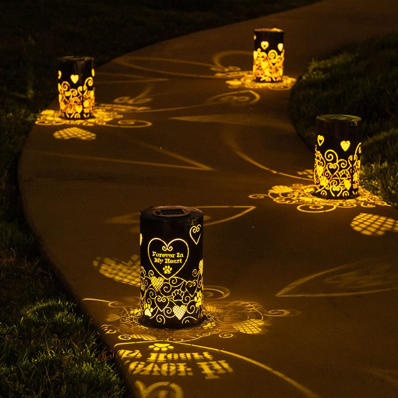iHeartDogs Pet Memorial Gifts - Artisan Shadow Solar Lantern - This Pet Loss Gift Feeds 7 Shelter Pets in Honor of Your Departed Pet Forever in My Heart - BeesActive Australia