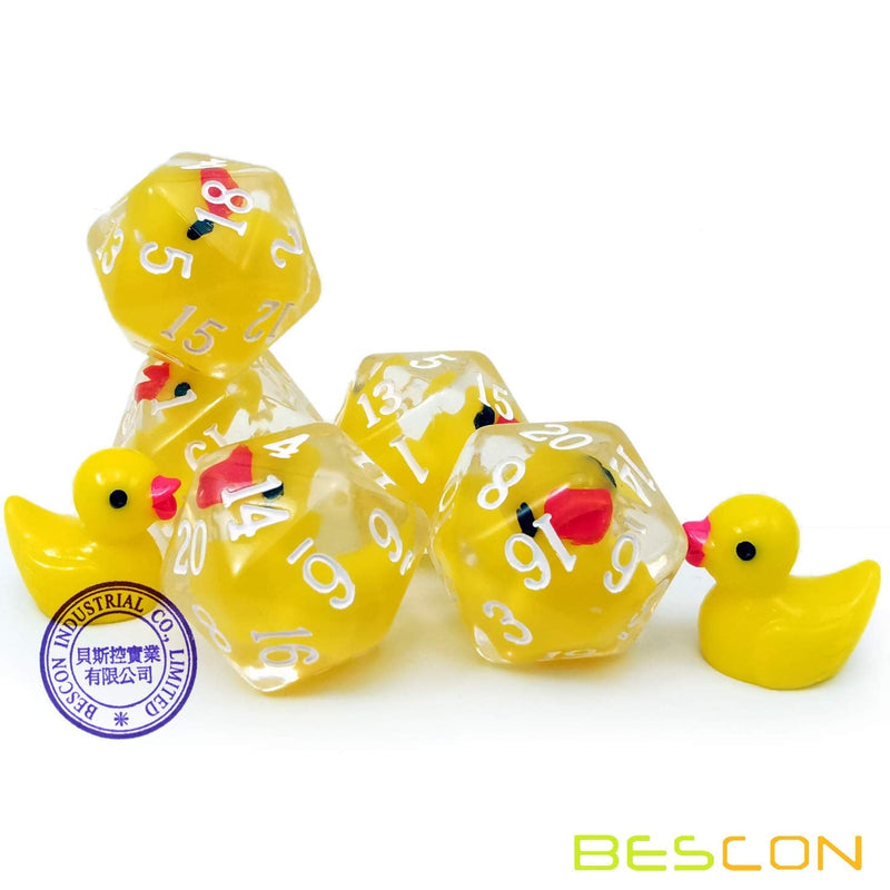 BESCON DICE Yellow Duck 20 Sides Dice Set of 5, Duck D20 5pcs Set 5pcs Duck D20 - BeesActive Australia