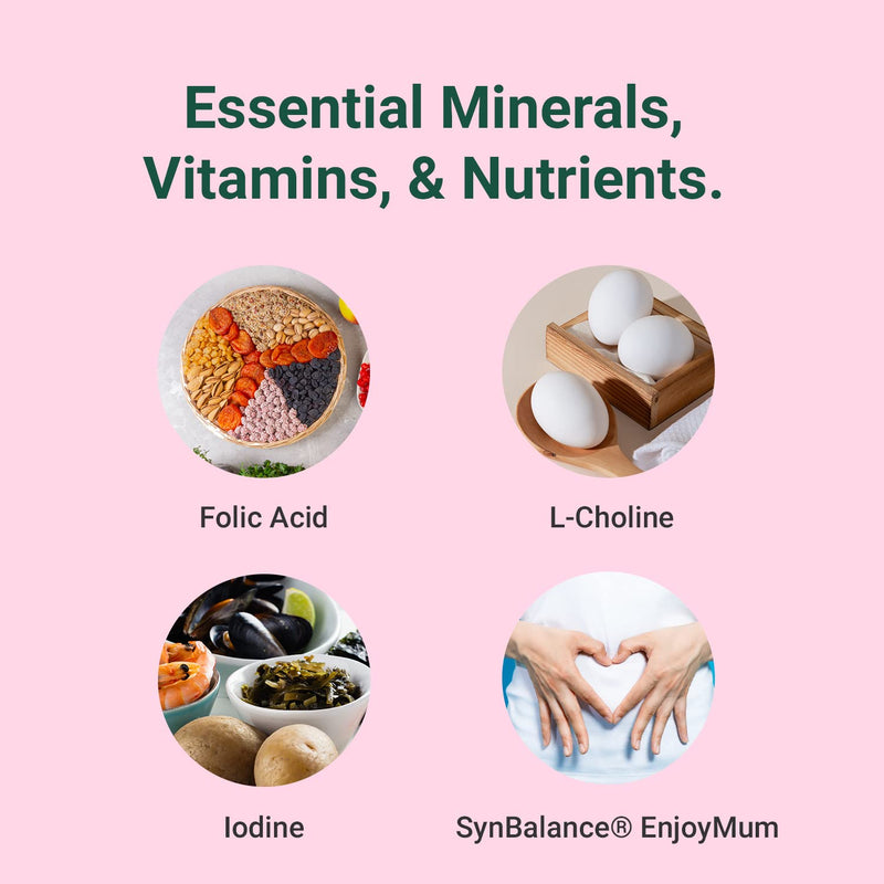 Hey Nutrition Pregnancy Complex Supplement - Suitable for Vegetarians & Vegans - Folic Acid, L-Choline, Iodine, SynBalance� EnjoyMum - Mum & Baby Support - UK Manufactured - Non-GMO - 60 Capsules - BeesActive Australia