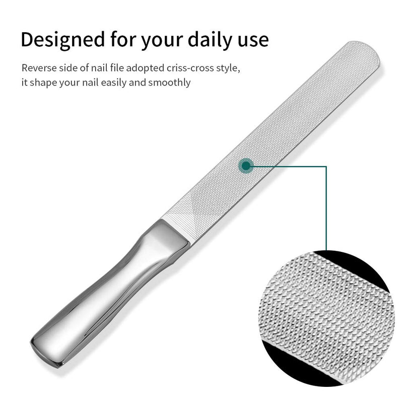 Stainless Steel Nail File， Metal Nail file with Leather Case, Double Sided Nail files with Anti-Slip Handle ，finger nail file for Men and Woman CU-ZJD010 - BeesActive Australia