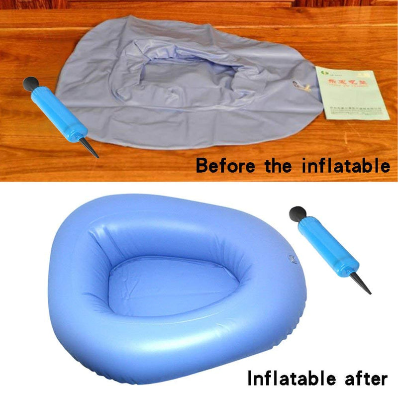 KIKIGOAL Bigger Washable Portable Air Inflation Blue Bed Pan Bedridden Elderly Inflatable Stool Bedsore Toilet - BeesActive Australia