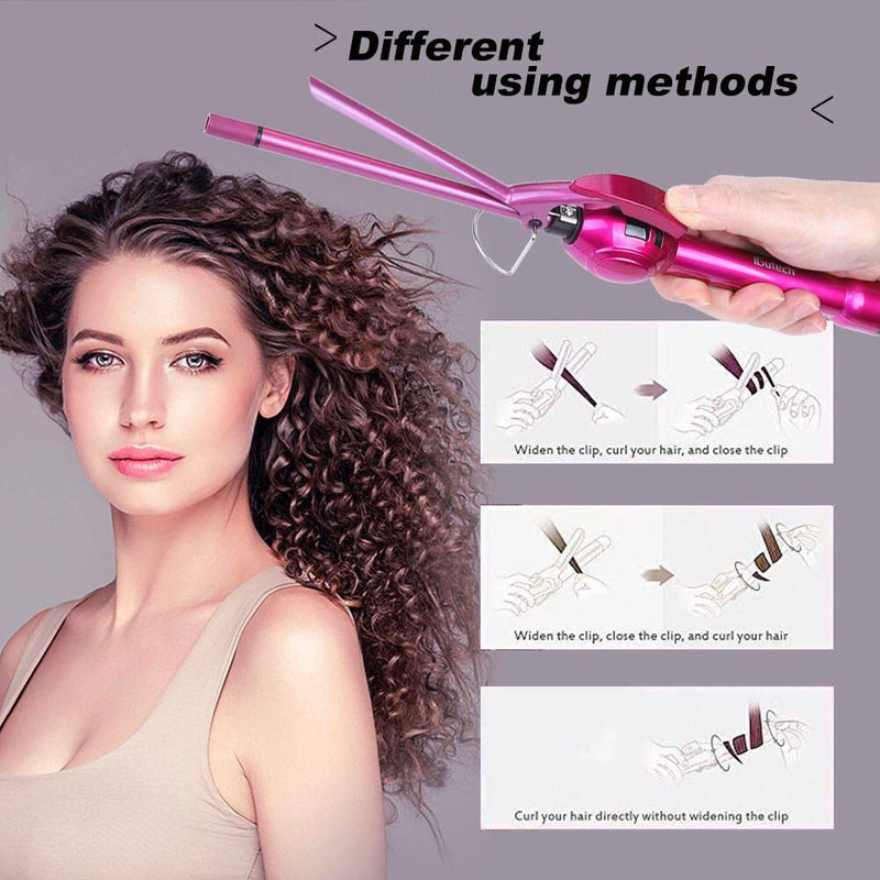 iGutech Curling Tongs, Super Tourmaline Ceramic Barrel Curling Iron, 9mm hair curlers, Unisex for Men Women Kids - BeesActive Australia