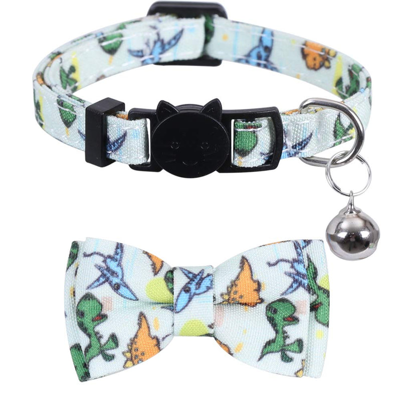 Lamphyface 2 Pack/Set Cat Collar Breakaway with Cute Bow Tie and Bell for Kitty Adjustable Safety Universe&Dinosaur - BeesActive Australia
