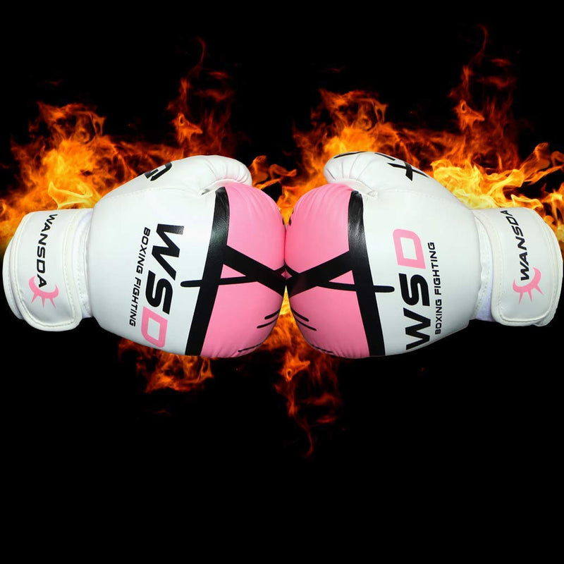 [AUSTRALIA] - Luwint Kids Boxing Gloves, Breathable Junior MMA Muay Thai Sparring Training Gloves, Junior Punching Mitts PINK WHITE 8oz 