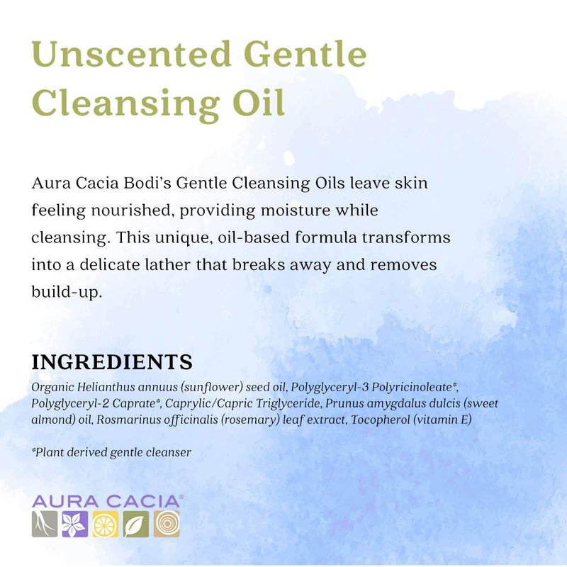 Aura Cacia Bodi Unscented Gentle Cleansing Oil | GC/ MS Tested for Purity | 240ml (8 fl. oz.) Unscented  - BeesActive Australia