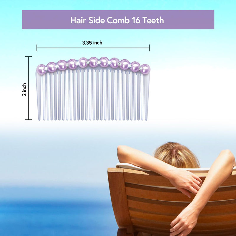 MARY LAVENDER Side Hair Comb with Pearls Rhinestone for Women Hold Bangs Hair Twist Comb French Twist Hair Pin Clips Hair Accessories Decorative Comb for Women Kids Girls 5pcs - BeesActive Australia