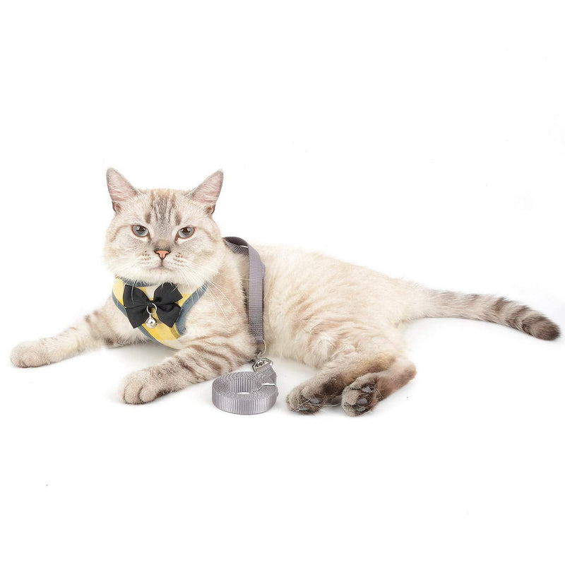 SELMAI Plaid Puppy Harness and Leash for Small Medium Dogs No Pull Soft Mesh Padded Adjustable Cat Vest for Walking Leads S:Bust:23-42cm/9-16.5",for 2.2-6.6Lbs Yellow Plaid - BeesActive Australia