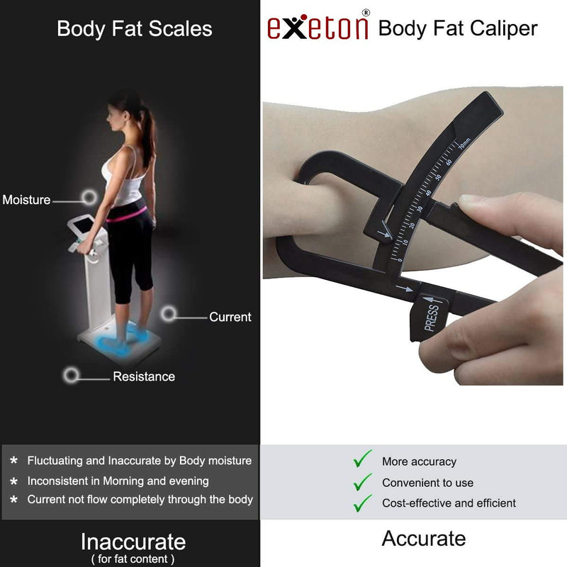 Exeton Fat Tester, [2 in 1] Personal Body Fat Tester Calipers with Tape Measure and Fat Charts Fitness, Accurate Measure Tape Keep Health Analyzer - BeesActive Australia