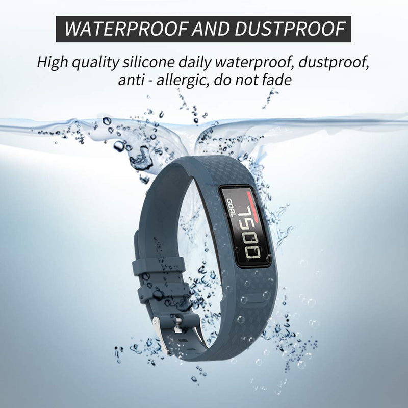 Watbro Bands Compatible with Garmin Vivofit 1/ Vivofit2, Soft Silicone Colorful Replacement Watch Band Strap Wristband for Vivofit 1/ Vivofit 2 Activity Tracker, for Women Men Small Large 1 Pack:Slate Small (6.25-8.25 inch) - BeesActive Australia