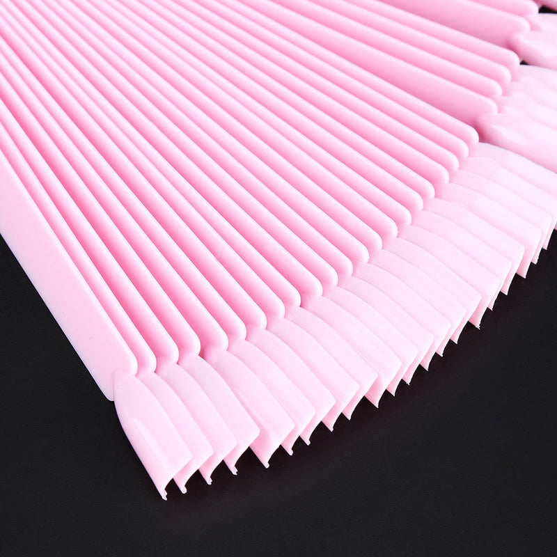 Nail Display Stick, 50Pcs/Bag Fan False Nail Tip Stick Plate Manicure Polish Gel Display Practice Tool Pink - BeesActive Australia