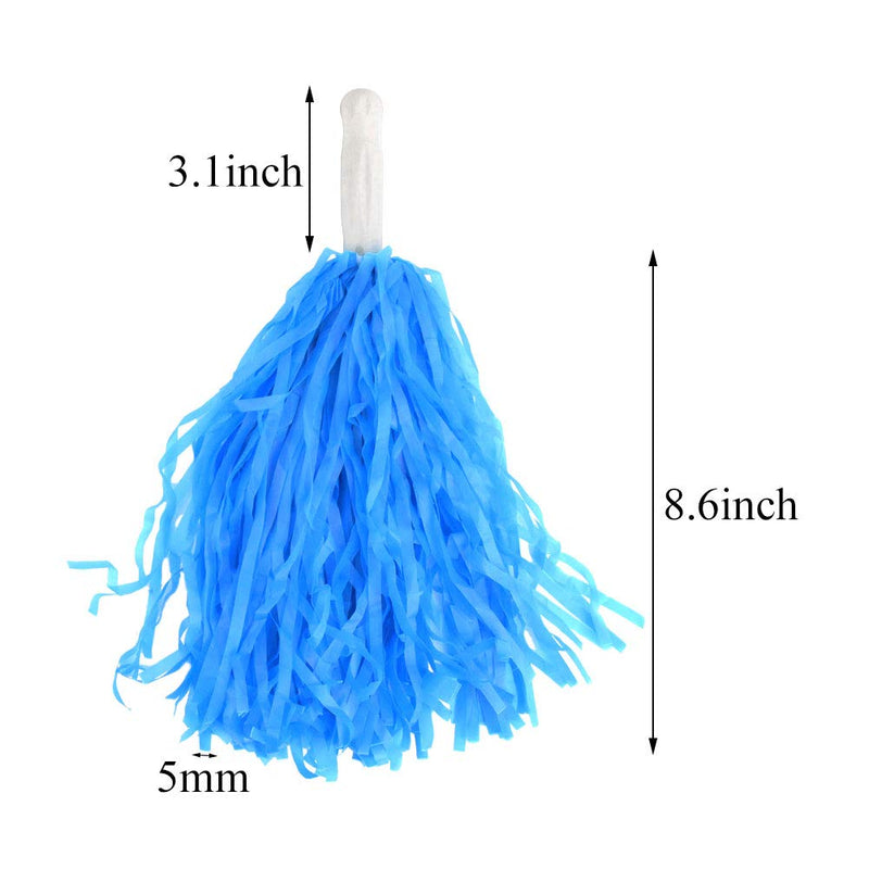 [AUSTRALIA] - baotongle 12 pcs Cheerleading Pom Poms Hand Flowers Cheerleader Pompoms Sports Dance Cheer Plastic Pom Pom for Sports Team Spirit Cheering Ball Dance Fancy Dress Night Party Blue 20Gram 