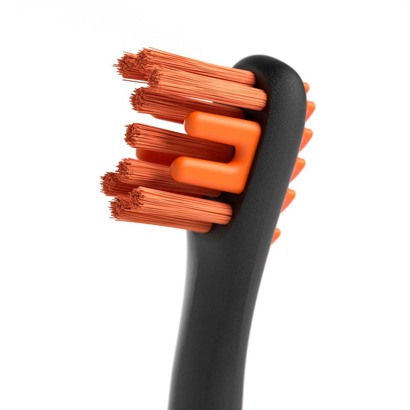Pet Toothbrush for Dogs and Cats by Brushmate - Dual Size Angled Soft Brush Heads, Ergonomic Handle with a Flat Center That enhances Grip Control Orange - BeesActive Australia