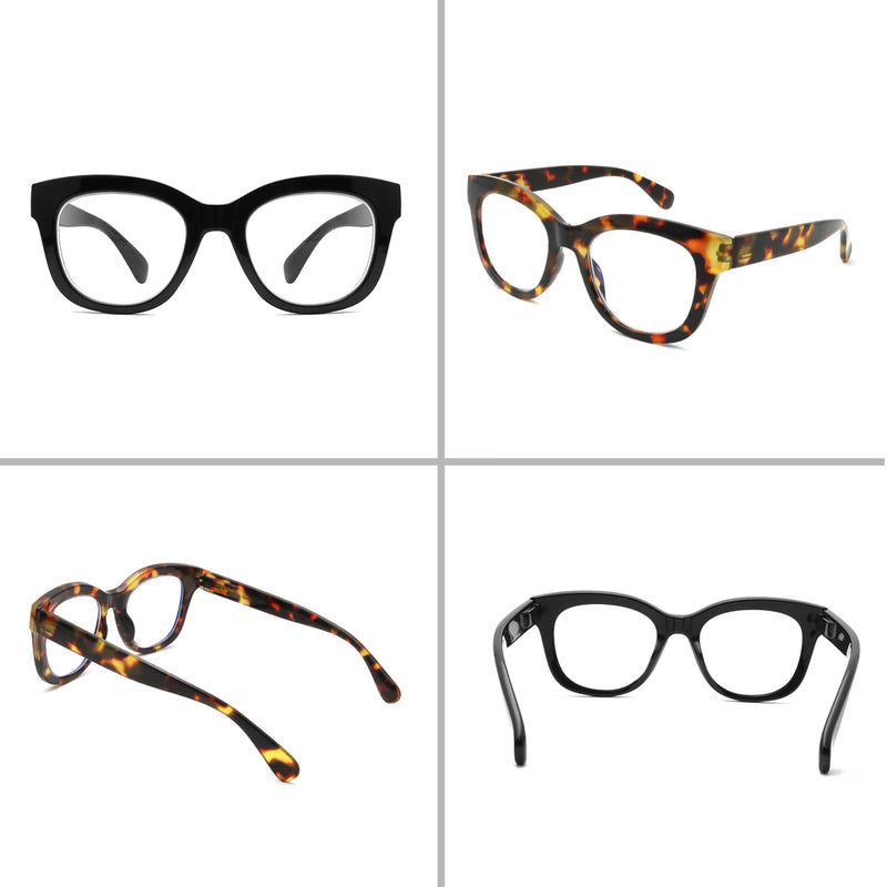 Areyeth Oversized Retro Reading Glasses for Women, Oprah Style Large Blue Light Blocking Readers Black+yellow Tortoise 3.0 x - BeesActive Australia