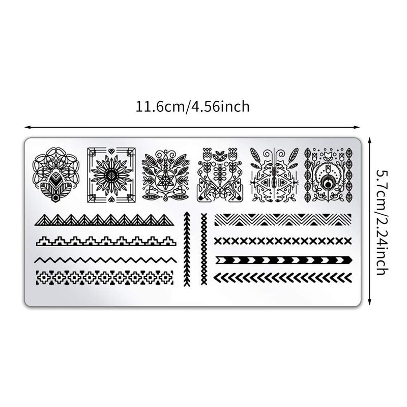 Aoliandatong Nail Stamping Plates Set 10pcs with 1 Stamper and 1 Scraper Flowers, Lace, Geometric Patterns Nail Art Stamping Templates Manicure Tool Kit - BeesActive Australia