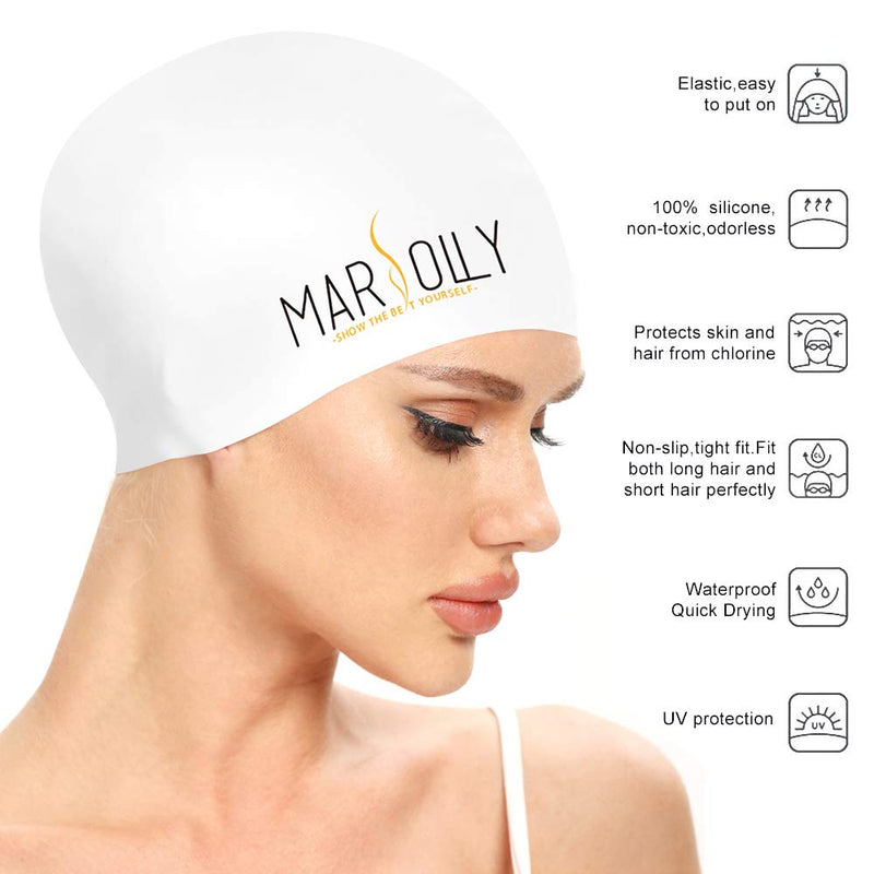 Marsolly Silicone Swimming Cap for Women Men Adults& Kids,Swim Cap with Constellation Printd Leo - BeesActive Australia