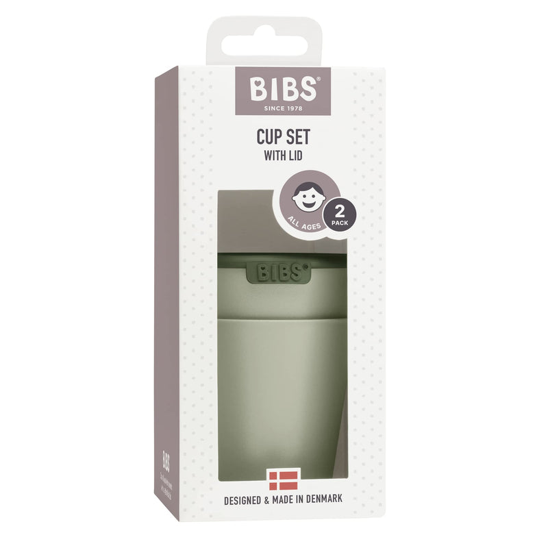 BIBS Cup Set for Baby or Toddler 2-Pack, Made in Denmark, 100% Food-Grade Material, Non-Slip and Dishwasher Friendly. Made in Denmark. (Sage/Hunter Green) - BeesActive Australia