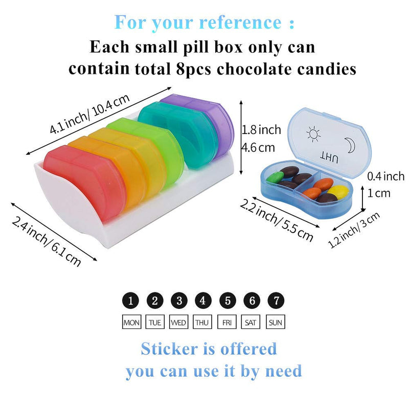 Little Daily Pill Box Case AM PM for 7 Day, Small Pocket Purse Pills Holder, Cute Drug Organiser Container 2 Times a Day - BeesActive Australia