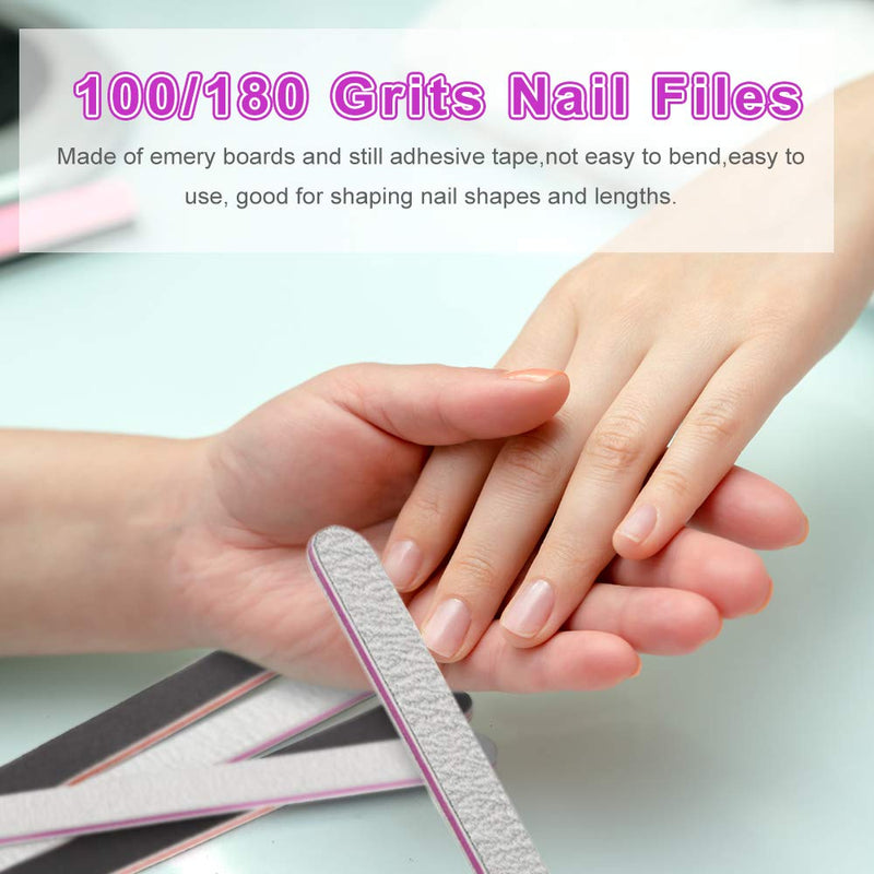 Nail Files and Buffers, Professional Manicure Tools Kit with 5pcs Nail Buffer Blocks, 8pcs White and Black 100/180 Grit Emery Board, 2pcs 7 Ways Buffer, 2pcs 4 sided buffer and Bonus 2 Nail Brushes - BeesActive Australia