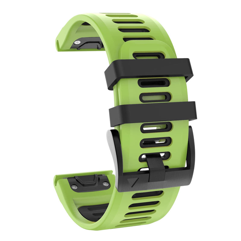 OVERSTEP Compatible with Fenix 6X Watch Band 26mm QuickFit Silicone Strap for Garmin Fenix 7X/Fenix 6X Pro/Fenix 5X/Fenix 5X Plus/Descent Mk2, Mk2i Smartwatch(Green-Black) Green-Black - BeesActive Australia