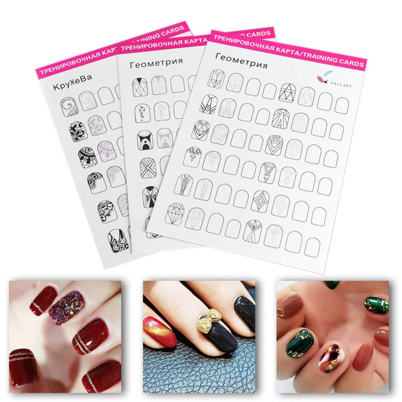FRCOLOR Nail Art Practice Books, 12 Sheets Manicure Training Cards Blank Nail Drawing Painting Templates for Beginner - BeesActive Australia