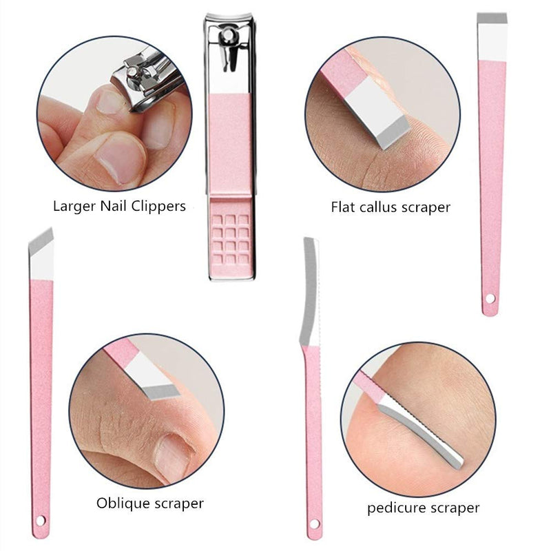 Manicure Set By Aoyuele Nail Clippers Set 18 in 1 Grooming Kit Stainless Steel Professional Pedicure Set,Nail Scissors,Nail File, Nose Hair Scissors,Eyebrow Razor,Ear-Pick,Tweezers (Rose gold) - BeesActive Australia