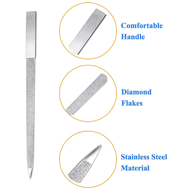 Terberl 8 Pack Diamond Nail File Metal Nail File, Stainless Steel Double Side Nail File for Salon Home and Travel Men Women(7 Inch) - BeesActive Australia