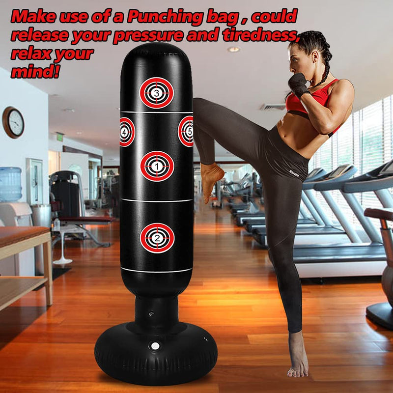 63inch Kids Punching Bag Inflatable Punching Bag? Punching Bag Freestanding Punching Bag with Stand Adults/Kids Standing Boxing Bag for Practicing Kickboxing MMA Karate black - BeesActive Australia