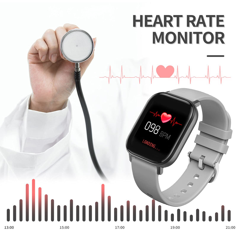 Fitness Tracker Blood Pressure Heart Rate Monitor Blood Oxygen Activity Pedometer Big Fitness Tracker Sleep Monitor for Women Men P8 gray - BeesActive Australia