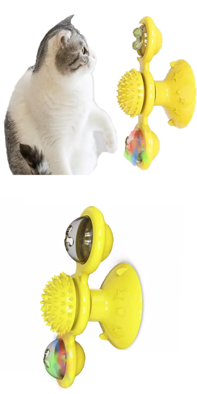 Damyn Windmill cat Toy Rotary Table Tickle cat Bath Glowing Toy Ball - BeesActive Australia