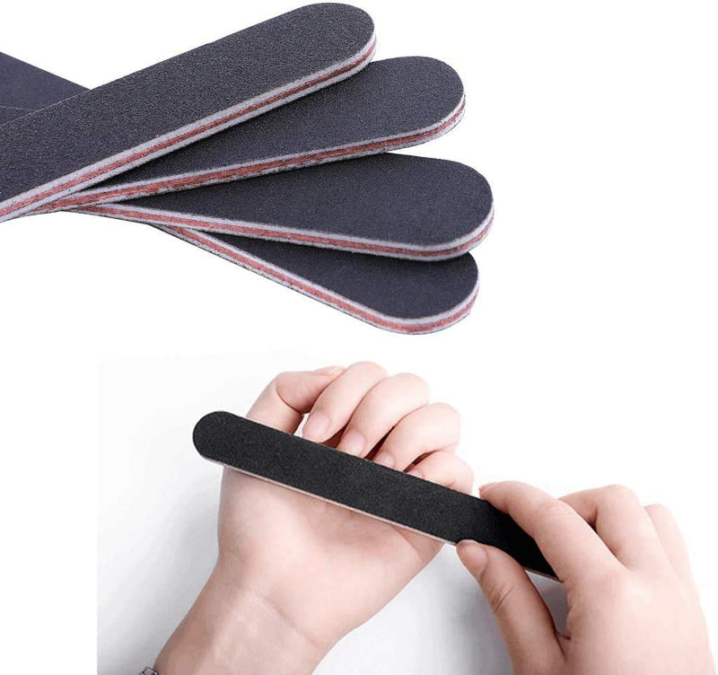 JUNMOXIAO Nail Files 12pcs Professinal Manicure Tools Double Sided 100/180 Grit Emery Boards for Natural, Gel & Acrylic Nails 12pcs 100/180 Black - BeesActive Australia