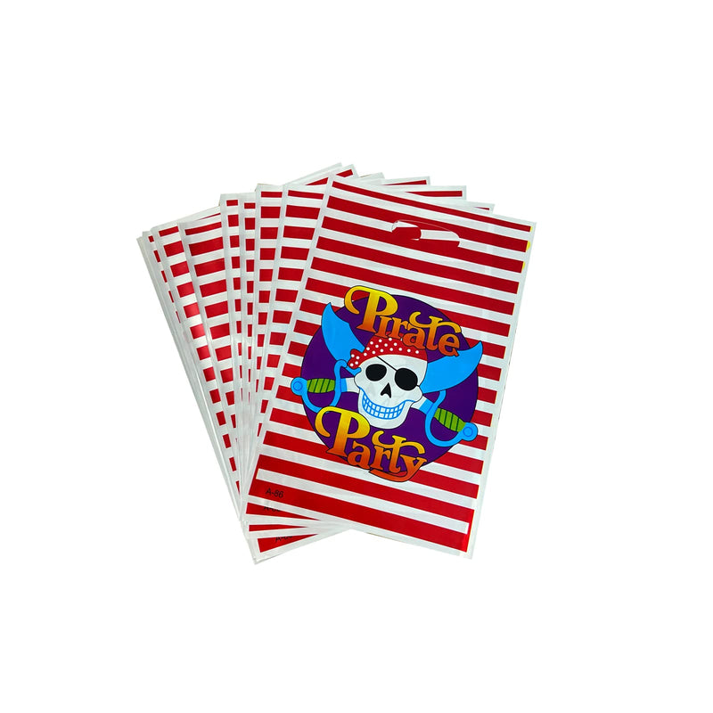 LYST 30PCS Pirate Gift Bags Treat Candy Bags Pirate Goodies Bags Red and White Stripe Plastic Bags for Nautical or Pirate Themed Party Party Favors - BeesActive Australia