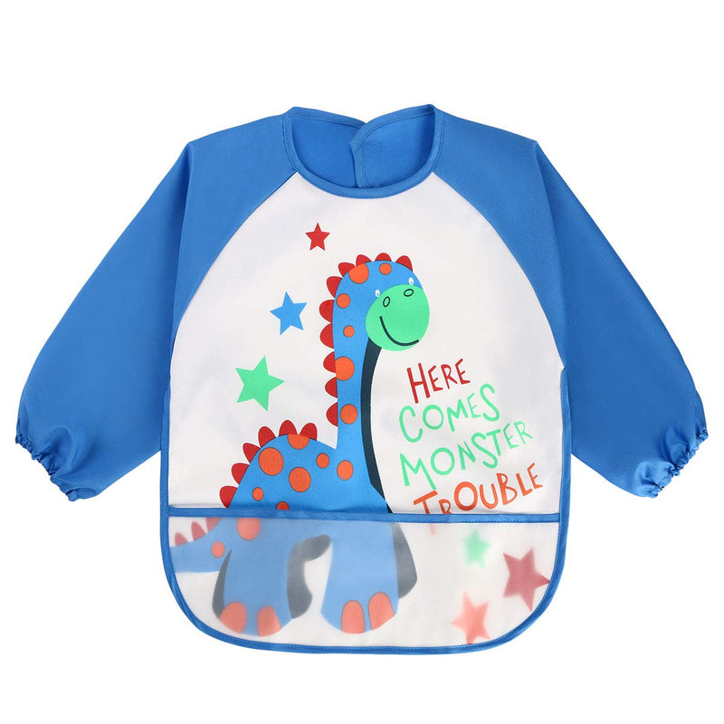 Vicloon Sleeve Bibs,Set of 3 Waterproof Long Sleeve Baby Bib for Kids Feeding Arts Craft Painting Apron Front Pocket Children 24months - BeesActive Australia