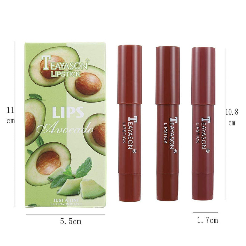 Teayason lipstick lips avocado just a tint lip crayon bundle Lipsticks Makeup Long Lasting Lip Beauty Makeup Christmas Gift for Women and Girls (Nude B) A- Nude B - BeesActive Australia