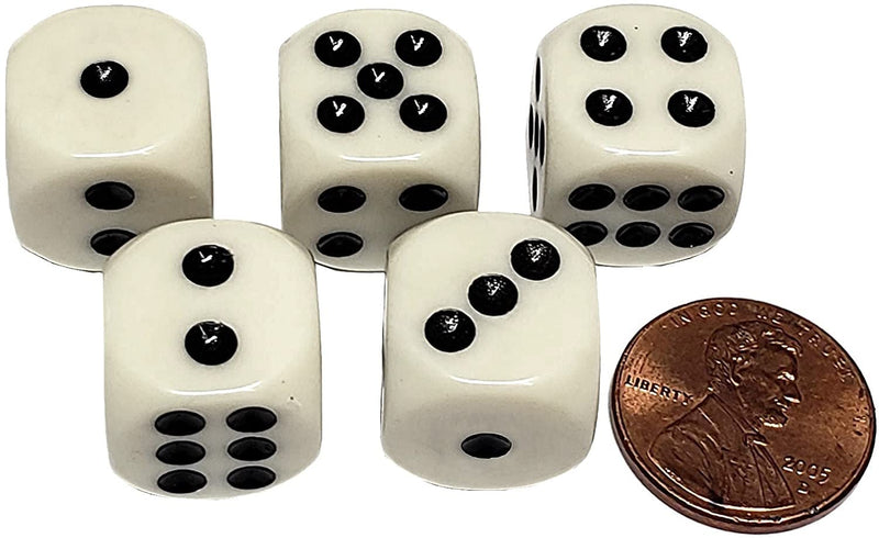 Set of (100) 15mm Light Ivory-Tone Rounded Corner Opaque Dice - Light Ivory with Black Pips - BeesActive Australia