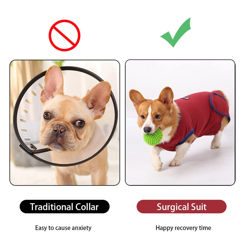 Vanansa Dog Surgical Suit, Dog Surgery Recovery Suit After Surgery Operation, Dog Onsie to Alternative E-Collar After Surgery Wear Dog Medical Cloth. L Red - BeesActive Australia
