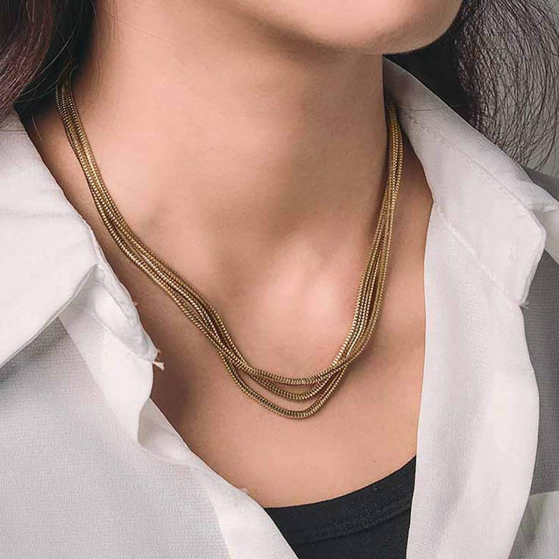 Aetorgc Punk Layered Necklace Snake Chain Necklaces Jewelry for Women and Girls (Gold) Gold - BeesActive Australia