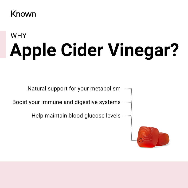 Vegan 1000mg Apple Cider Vinegar Vitamin Gummies by Known Nutrition | 60 Two-a-Day Gummies | Vegan Halal Food Supplement | Natural Botanical Extract | 100% Natural Apple Cider Vinegar (Pack of 1) - BeesActive Australia