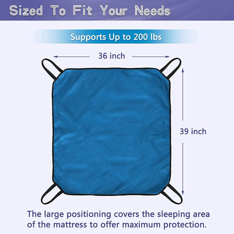 NEPPT Positioning Pad Draw Sheet Patient Transfer Board Lift Sheet Slide Protective Hospital Bed Mat with Handles for Incontinence, Bariatric, Elderly - Reusable & Washable (Blue-39" x 46") 4 Handle-blue - BeesActive Australia
