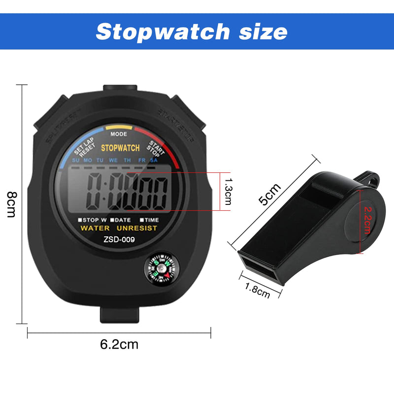 Sport Stopwatch Timer 4 Pack Digital Sports Stop Watch Timers Watches Chronometre with Calendar Alarm Hand Held Coaches and Referees Multi-Function Electronic Stopwatches for Curling Running Swimming Black - BeesActive Australia