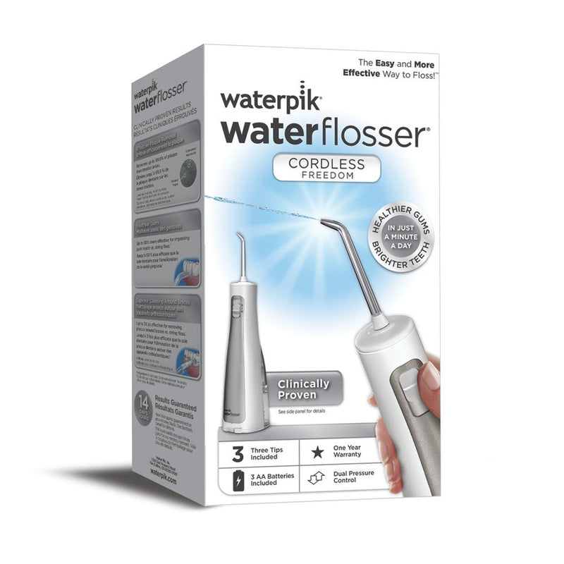 Waterpik Cordless Freedom Water Flosser, Portable and Waterproof Battery Powered Dental Plaque Removal Tool, Ideal for Travel, Small Bathrooms or In-Shower Use, White (WF-03UK010), White - BeesActive Australia