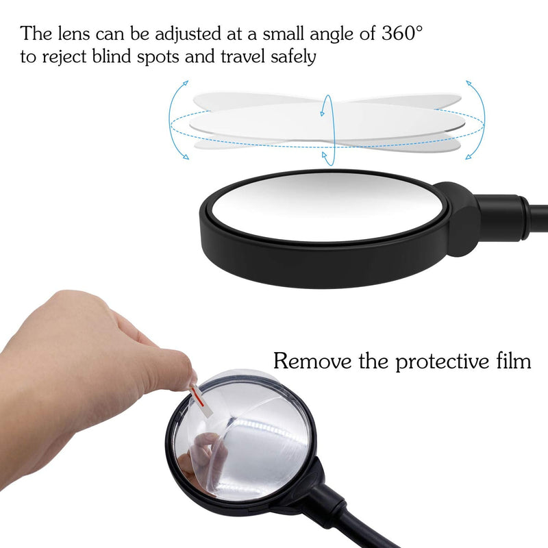 ROYOR Wide Angle Bike Mirror, 360° Adjustable Rotatable Bicycle Mirror, Bicycle Mirrors for Handlebars, Bike Mirror Handlebar Mount for Electric Bike, Mountain Bike and Road Bike - BeesActive Australia