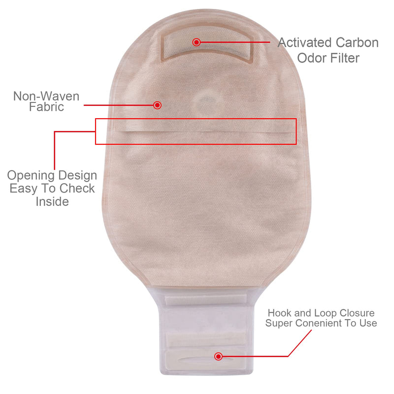 OUCHAN 1-Piece Ostomy Bags Colostomy Pouch with Hook and Loop 12”, Cut-to-Fit(20 pcs/Box) - BeesActive Australia